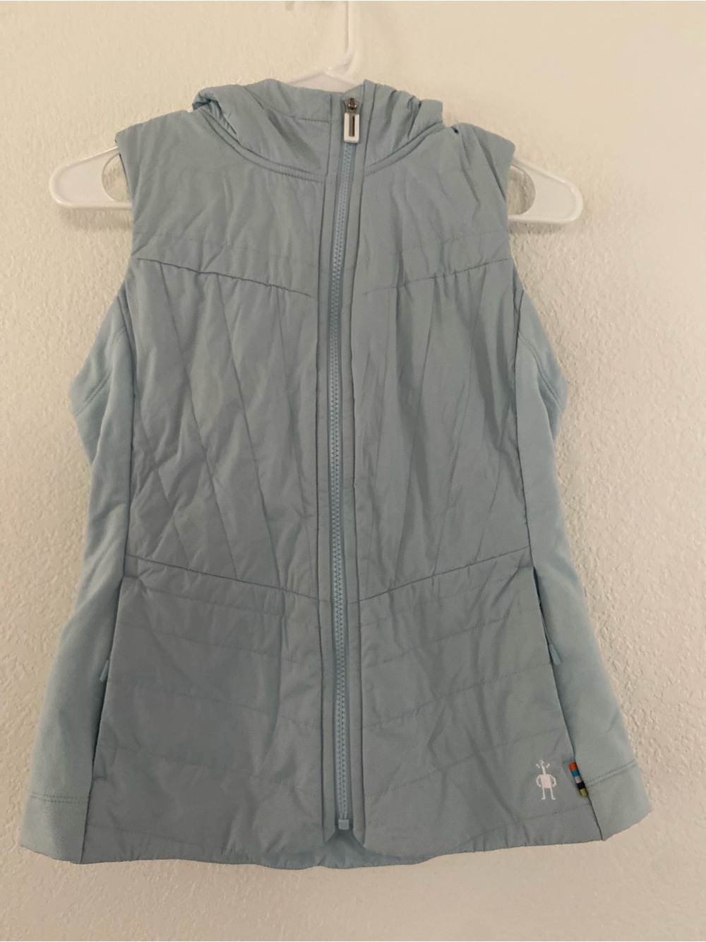 Smartwool Women's Smartloft Merino Blend Quilted Hooded Vest Light Blue Size XS